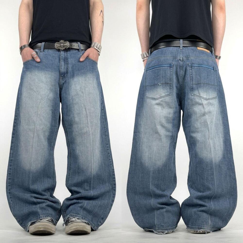 Vintage y2k faded stonewash embroidered grunge archive baggy jeans